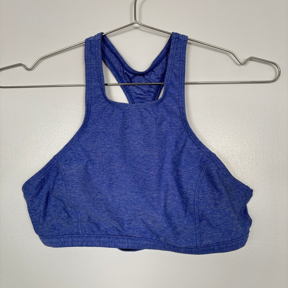 Speedo Womens Swim Bikini Top Medium Blue Heathered High Neck Racerbackโ Cutout